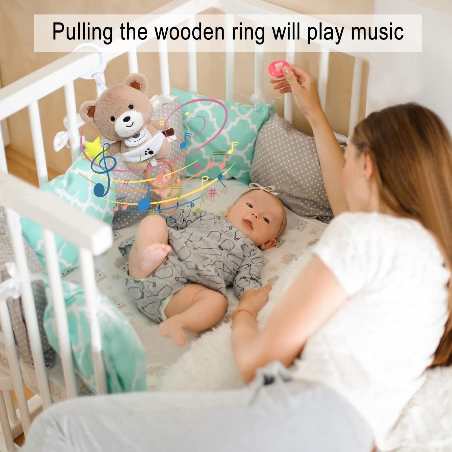 Music Box Baby Sleep Aid, Teddy Bear Plush Toy with Soft Lullaby for 0+ Months Girls Boys, Perfect Baby Gift – Bild 4