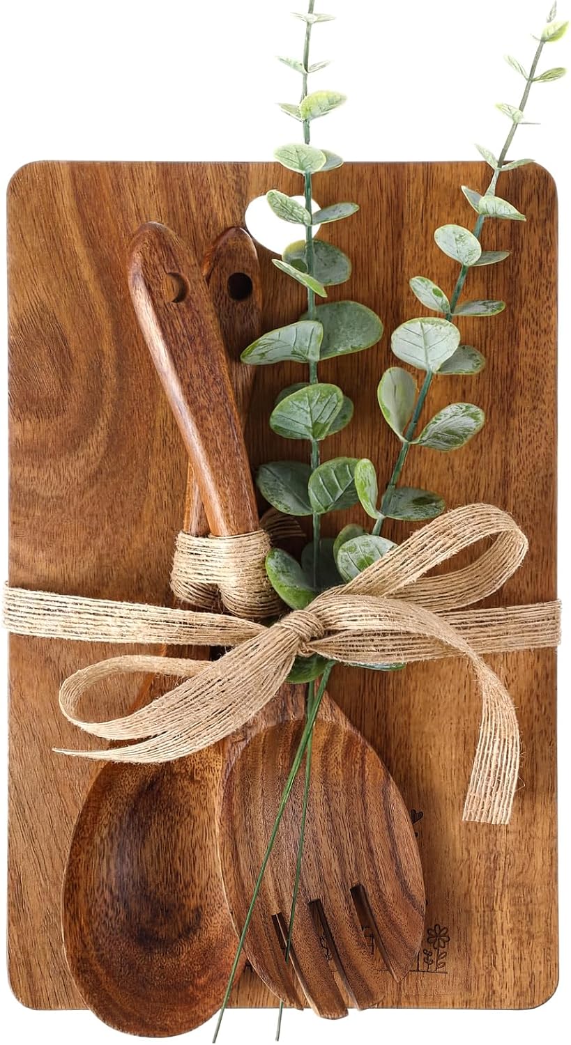 Xuniea Housewarming Gift Wooden Chopping Board with Cooking Spoon Salad