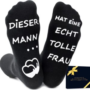 Funny Non-Slip Socks with Saying - Gift for Men & Couples for Wedding Anniversary or Birthday