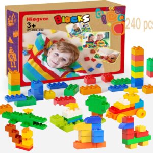 Large Building Blocks, 240 Pieces Stones in 9 Colours and 8 Sizes, Compatible – Gift for Children from 3 Years