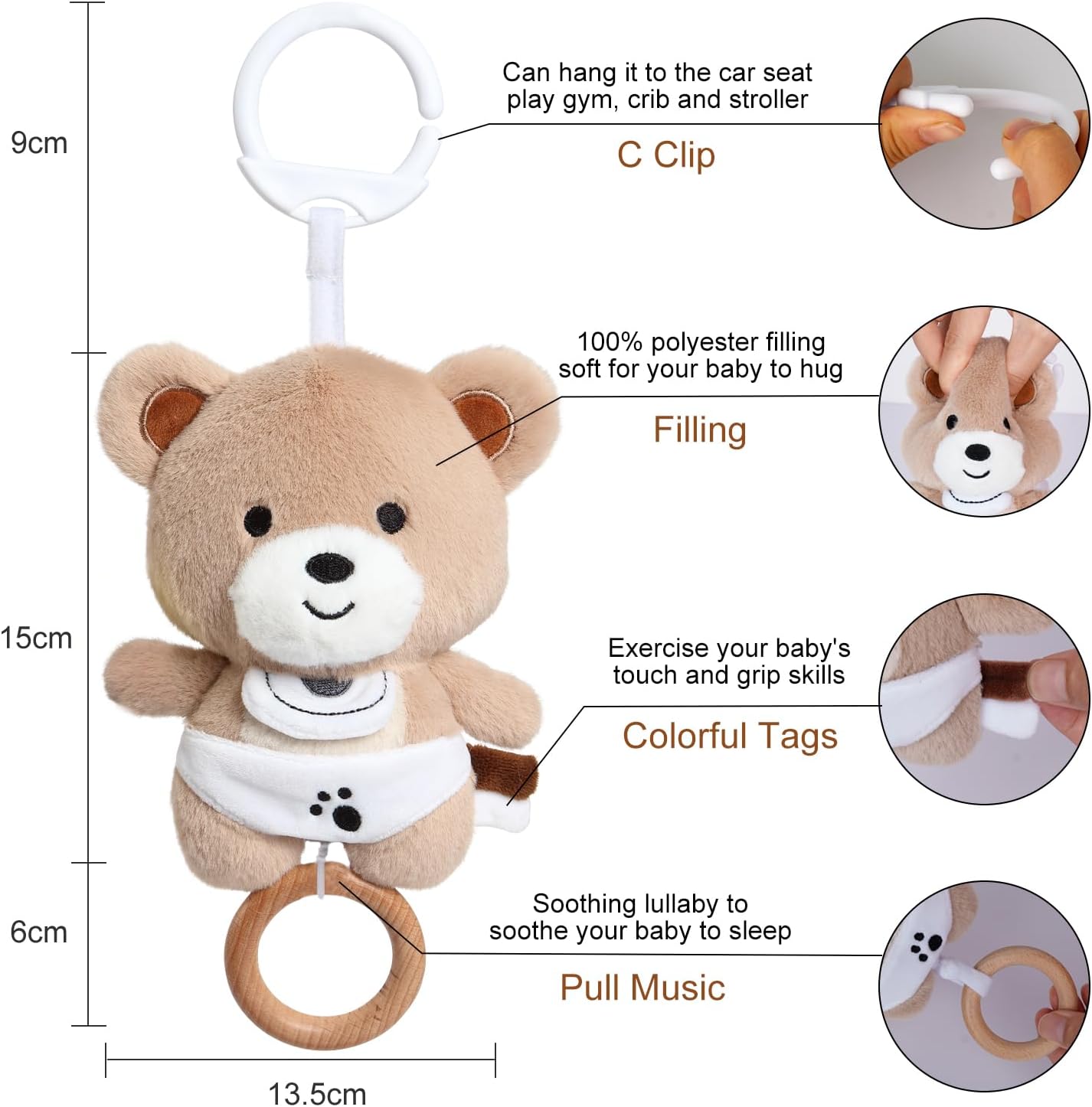 Music Box Baby Sleep Aid, Teddy Bear Plush Toy with Soft Lullaby for 0+ Months Girls Boys, Perfect Baby Gift – Bild 2