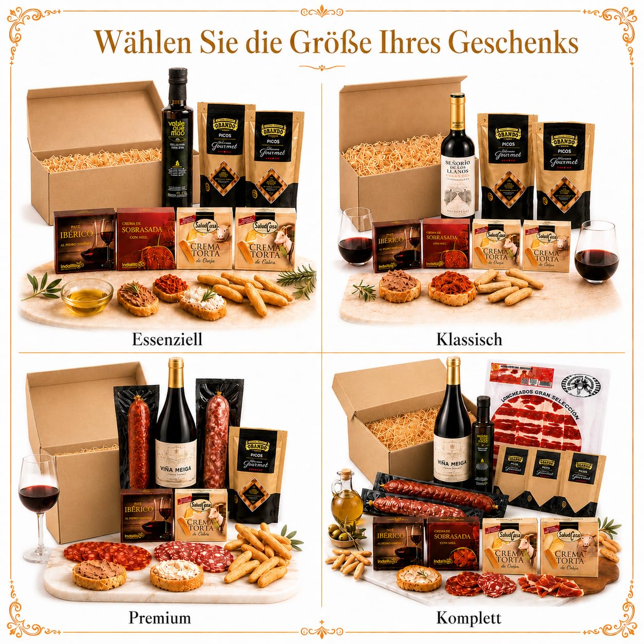Gift Basket Filled for Men │ Gift Basket Spanish Specialities │ Men's Gifts Birthday, Father's Day │ Red Wine, Chorizo, Salami, Paté, Goat Cheese — AF – Bild 9