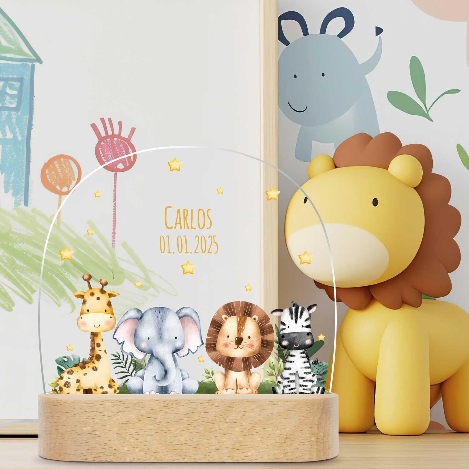 GRAVURZEILE Baby Night Light Personalised with Name - LED Lamp for Children's Room - Snooze Light for Babies with Name - Gift for Birth, Christening & Birthday - Bedside Lamp for Boys and Girls – Bild 4