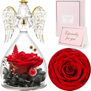 Sunia Eternal Rose Angel Gifts for Women, Angel Figure Gifts for Mum, Birthday Gift for Women, Mother Grandma Gift, Guardian Angel Rose Gifts for Mother's Day, Valentine's Day, Christmas