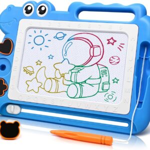 AiTuiTui Dinosaur Painting Board Magic Board Children’s Games Gift Girls Boys Colourful Magnetic Drawing Board Learning Toy from 3-7 Years, Magnetic Board Travel Size Children’s Toy (Blue)