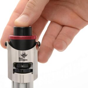 Bar Amigos® Champagne Pressure Stopper Red – Saver Pump Sealer Preserver With Patented Technology And Innovative Date Reminder Switch To Keep Your Bottle of Sparkling Wine Fresh for 7 Days Plus – 3 Year Satisfaction Guarantee