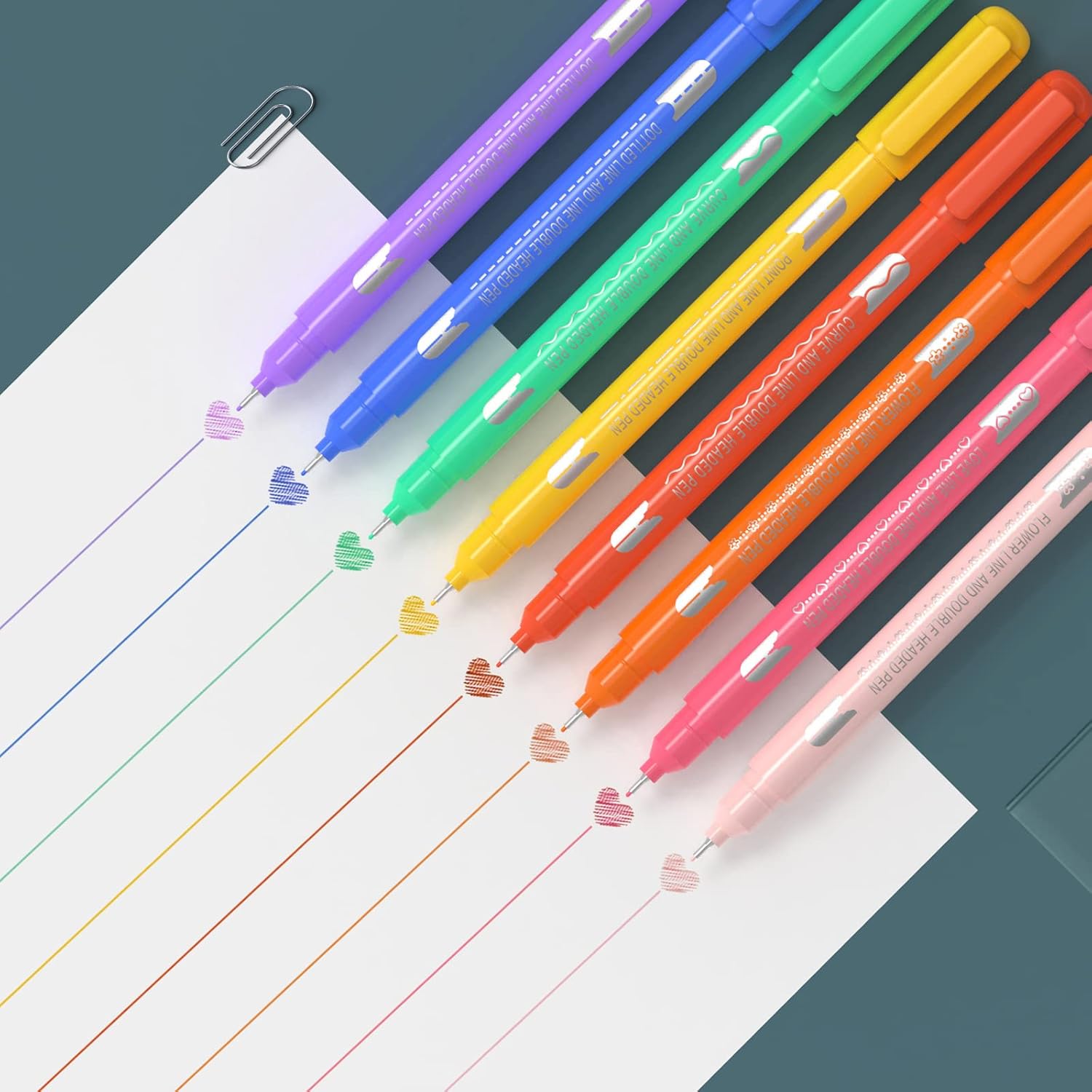 AECHY Set of 8 curve pens, double tip, 8 roller pens and fineliner – Bild 4