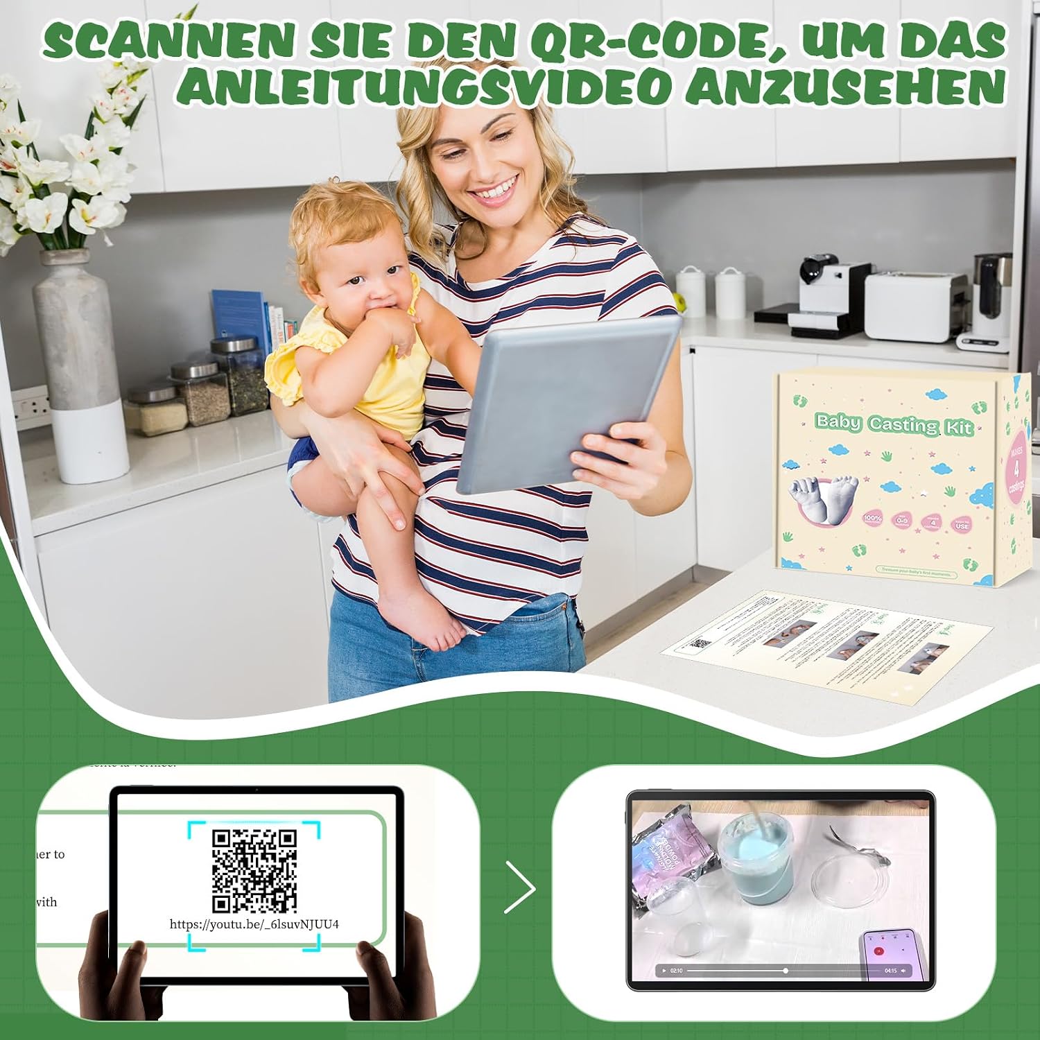 Plaster cast baby hand and foot for 4 casts, non-toxic – Bild 8