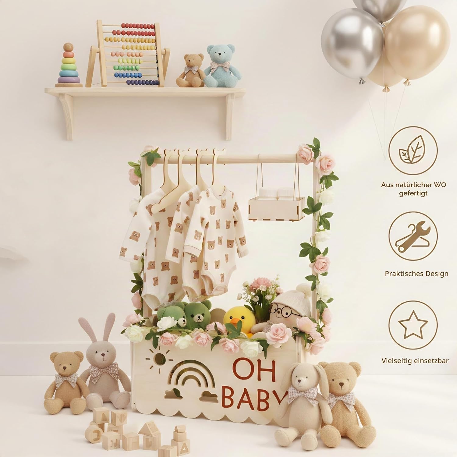 Baby Gift Basket for Birth with Hanger & Decoration for Gifts – Bild 3