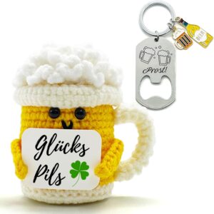 Beer Gifts for Beer Lovers Beer Gifts – Positive Potato Series Crochet Beer Lucky Charm Beer Gifts for Men Women Funny Oktoberfest Beer Living Room Office Car Decoration