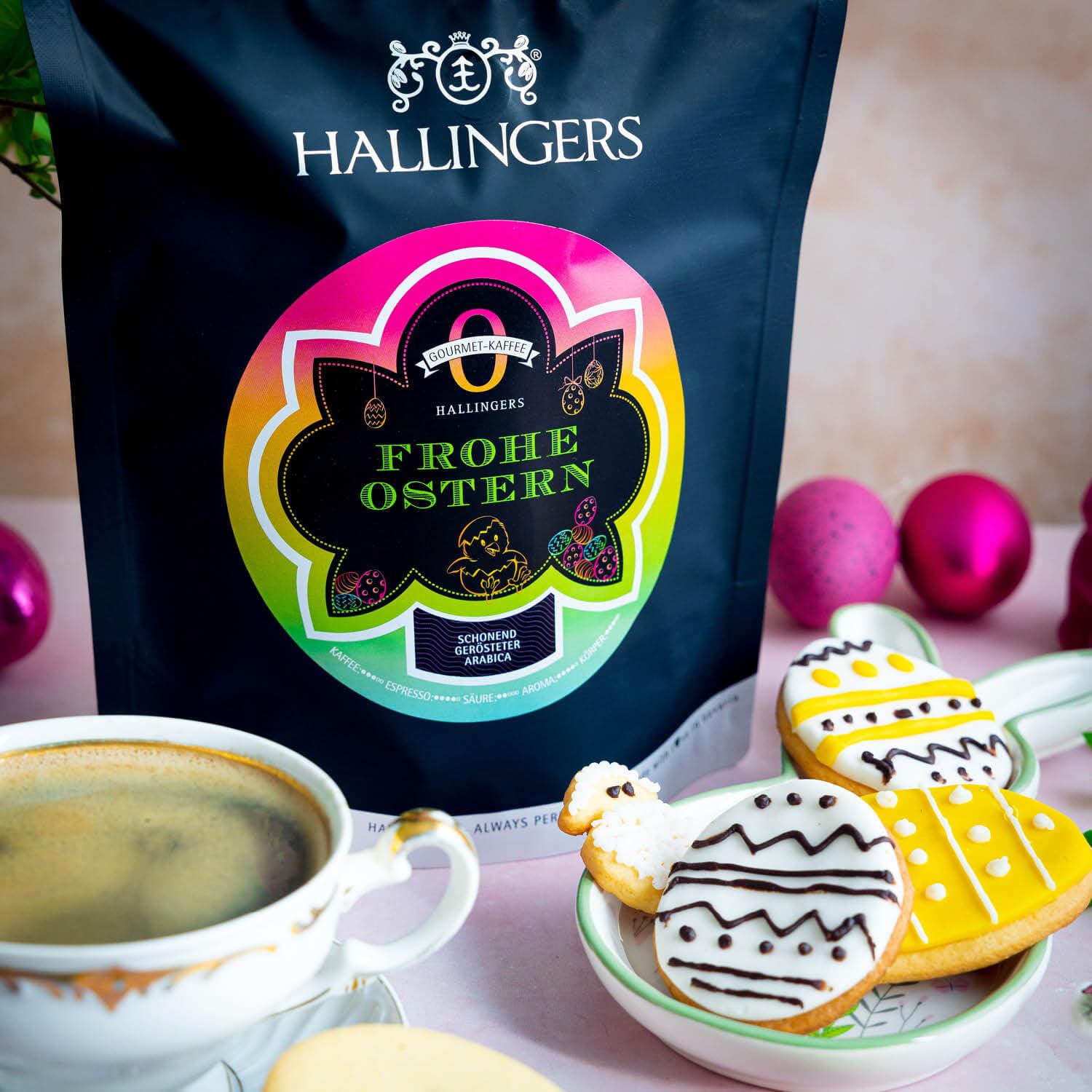 Hallingers Genuss Manufaktur Feinkost Easter Gift Set - XXL Gift Basket "Easter Big Box..." Large Easter Nest Chocolate, Coffee, Chocolate, Easter Eggs & Easter Bunny, Easter Baskets for Women Men – Bild 8