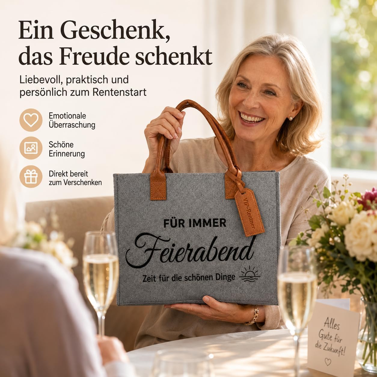 Retirement Gift Felt Bag Forever After Work as a Gift Basket for Retirees Gift Woman & Retirement Gift Woman for Farewell Colleagues – Bild 4