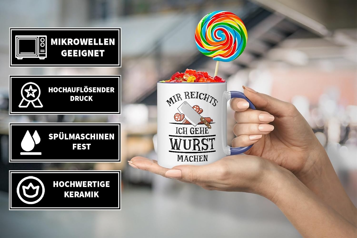 Funny Mug - Mir reicht's, ich gehe Wurst machen - Funny Gift Idea for Butchers, Grill Masters, Meat Lovers & Colleagues - Blue – Bild 3