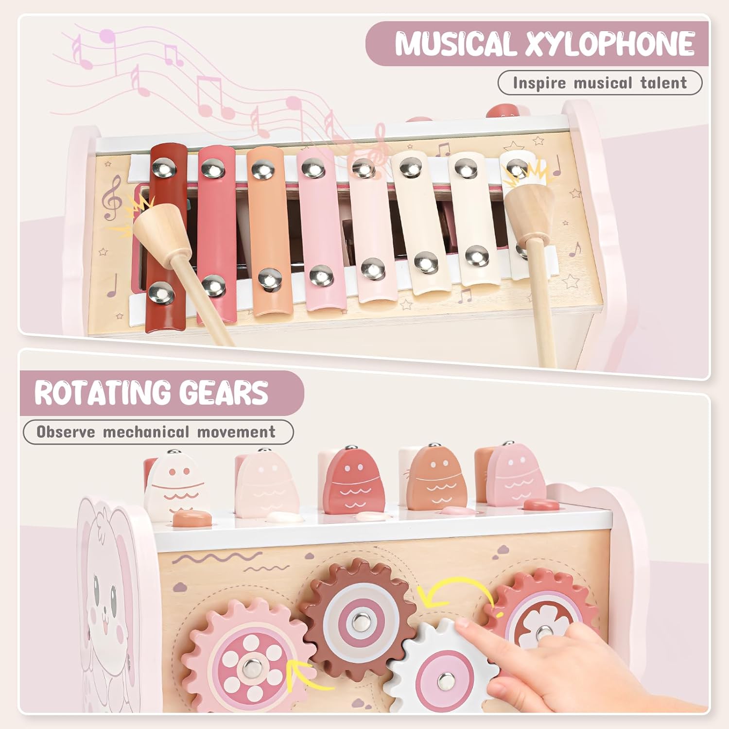 Joyreal Montessori Toy from 1 Year - Hammer Game Wooden Toy Baby, Xylophone Children 1 Year, Fishing Game Motor Skills Toy, Educational Toy Gifts from 1 2 3 Years Girls Boys – Bild 3