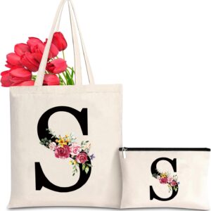 Cotton Bag Personalised with Name, Women's Initials Canvas Gift Tote Bag and Cosmetic Bag for Women Girlfriend Mum Sisters Wife Birthday, Valentine's Day, Mother's Day Bag (S)