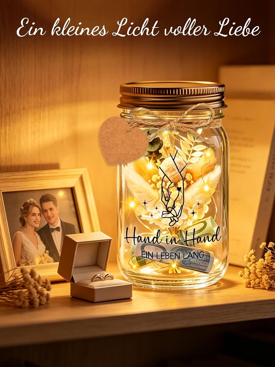 Wedding Gifts for Bride and Groom, LED Bottle Light, Money Gift Wedding, Money Box, Wedding, Personalised Engagement Gift for Both, Wedding Gift, Money Ideas, Engagement Gift – Bild 4