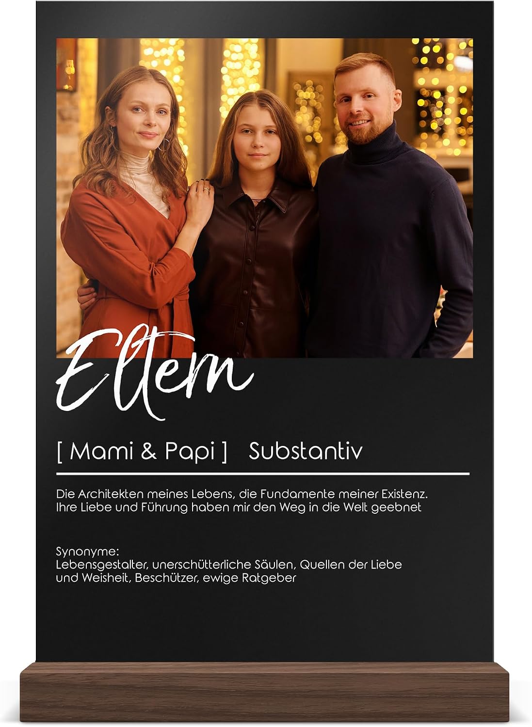 CHRISCK design Acrylic Glass Picture Definition with Photo Print - Personal Gift Mother's Day & Father's Day for Parents - Photo Definitions Picture Personalised for Mum & Dad - Acrylic Glass Family