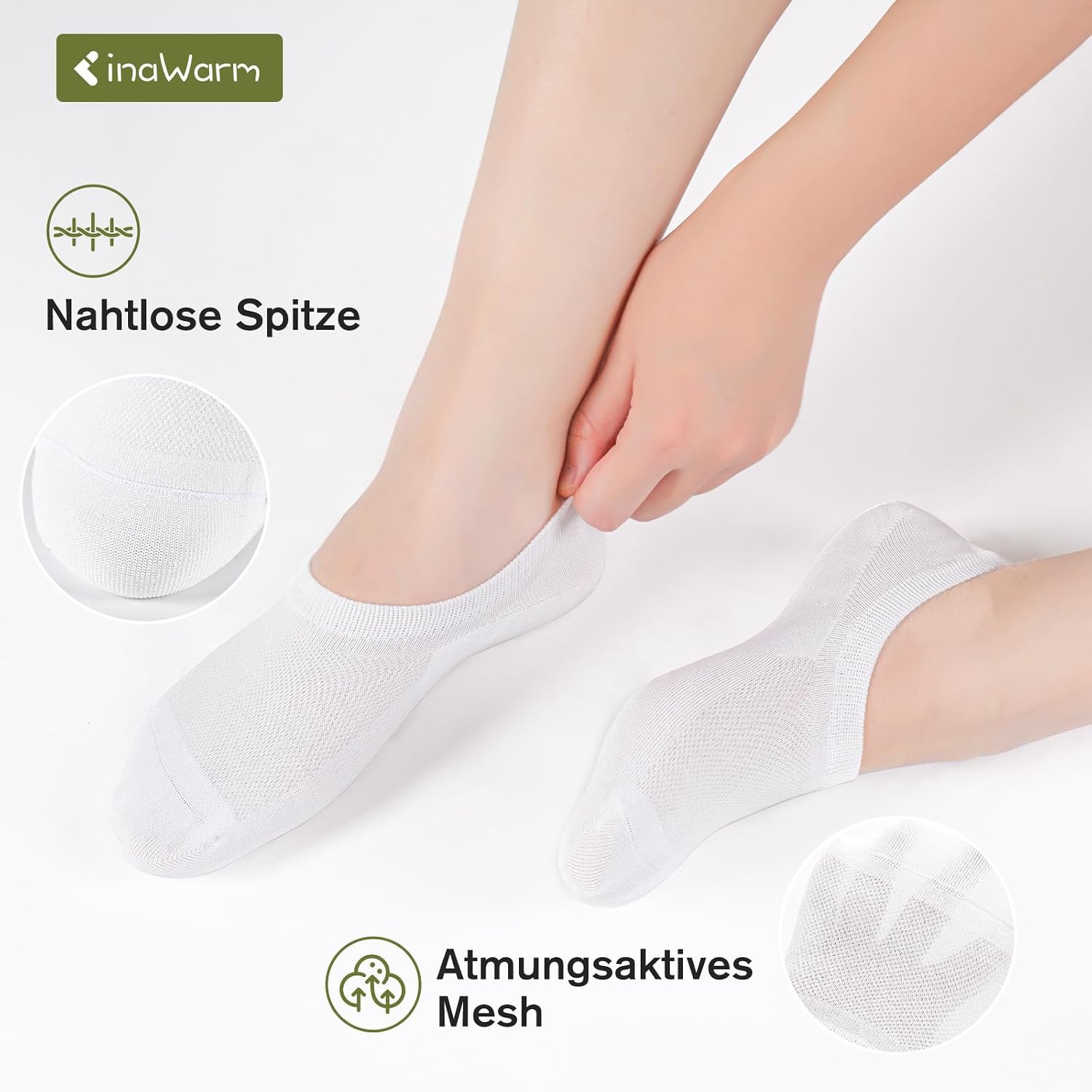 Bamboo 6/10 Pairs Women's Trainer Socks 39-42 35-38, Breathable Ankle Socks, Invisible Ankle Socks, No Show Socks with Non-Slip Silicone – Bild 4