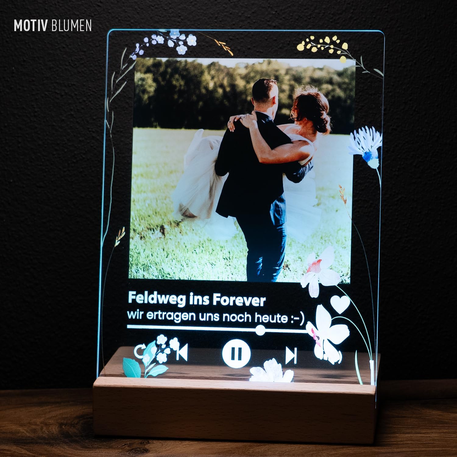 Personalised Gift Spotify Glass with Photo & Song - Acrylic Picture Frame with QR Code & LED Stand Wireless with Remote Control - for School, Girlfriend, Boyfriend, Family – Bild 7