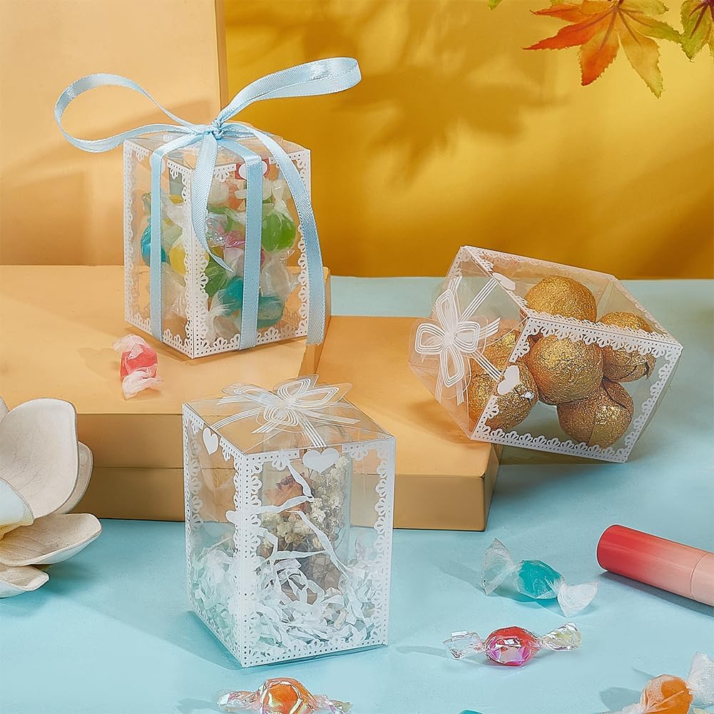 NBEADS Pack of 24 Transparent PVC Boxes 5 x 5 x 7 cm Crown Print Favor Packaging Box Clear Rectangle Gift Boxes for Sweets Chocolate Christmas Wedding Party Ornaments Gifts – Bild 5