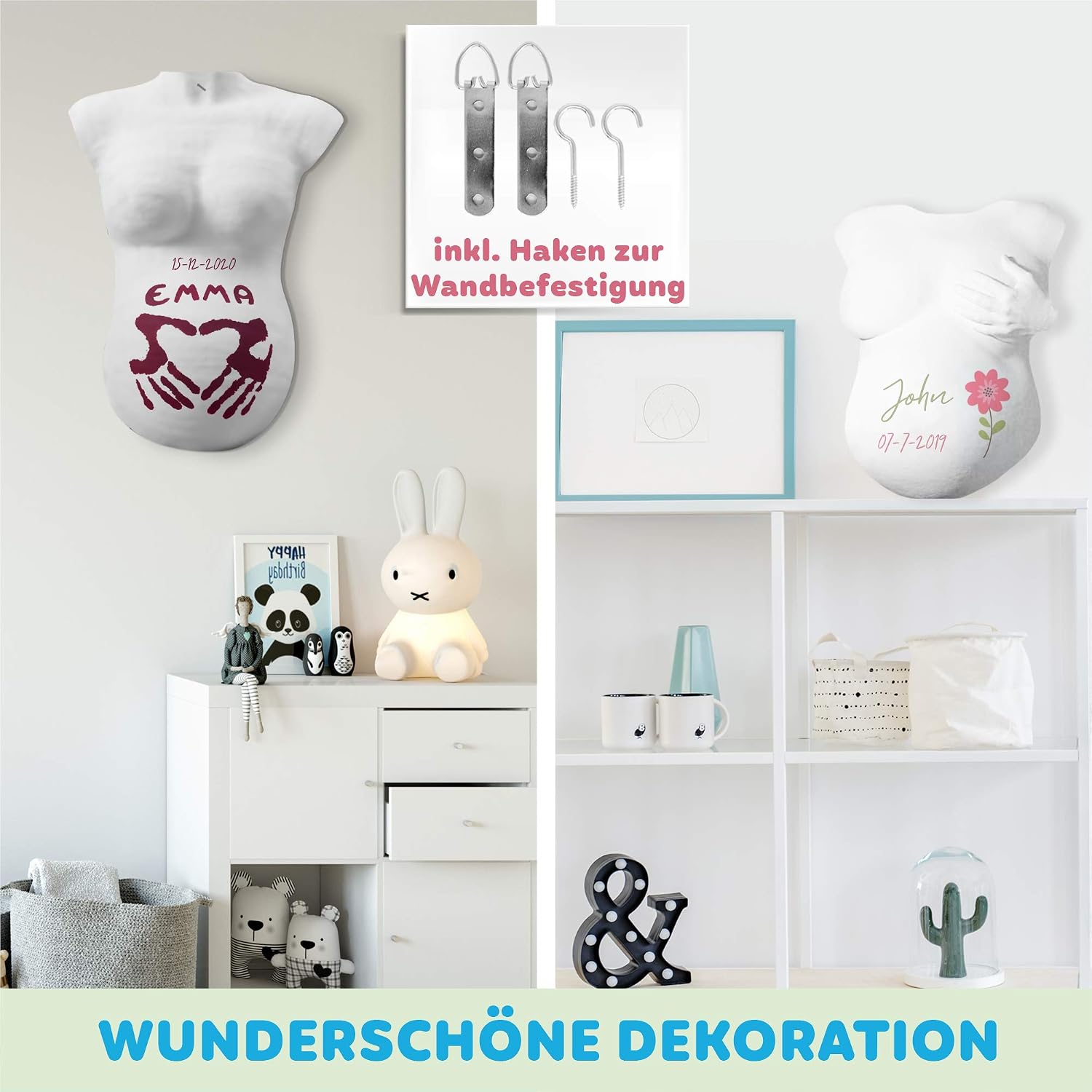 Hipsty Plaster Cast Baby Belly Set with (23 m) Plaster Bandages, 12 Acrylic Paints & Much More | The Belly Print Reminds You of Your Pregnancy for a Long Time | Complete Set – Bild 6