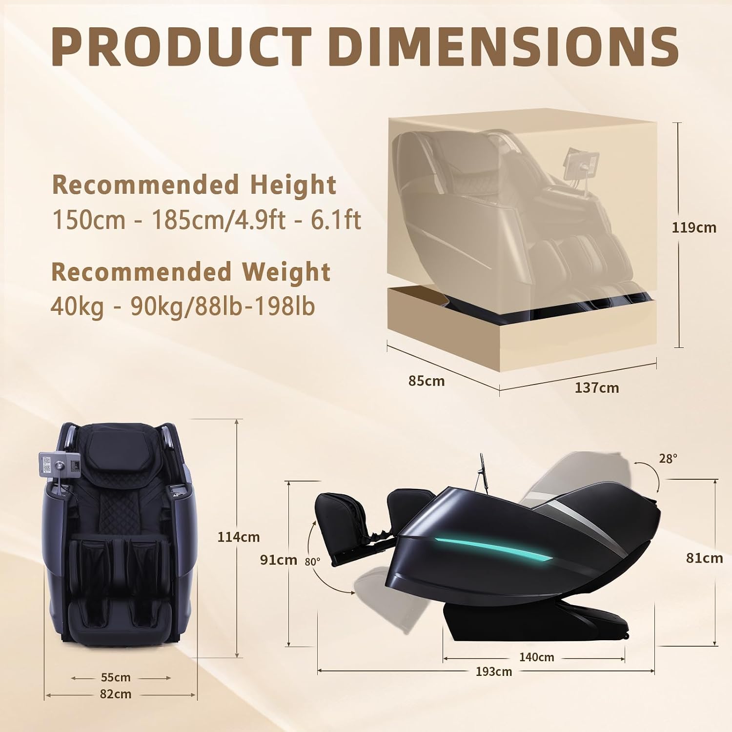 HealthRelife 2026 Business Class 4D Massage Chair DIY Programs Black – Bild 2