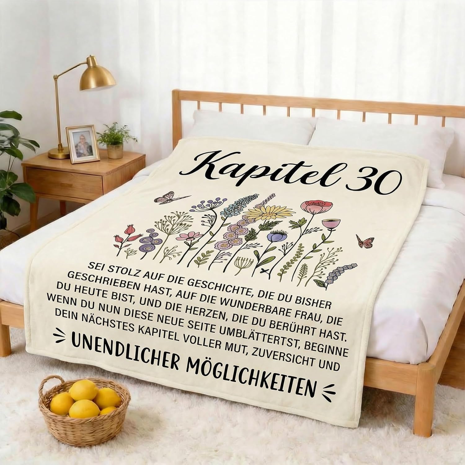 30th Birthday Gifts for Women, Flannel Blanket 130 x 150 cm, Gift for a 30 Year Old Woman, Gift for Her from 1996, Birthday Gifts for Women, Mum, Grandma, Wife – Bild 5