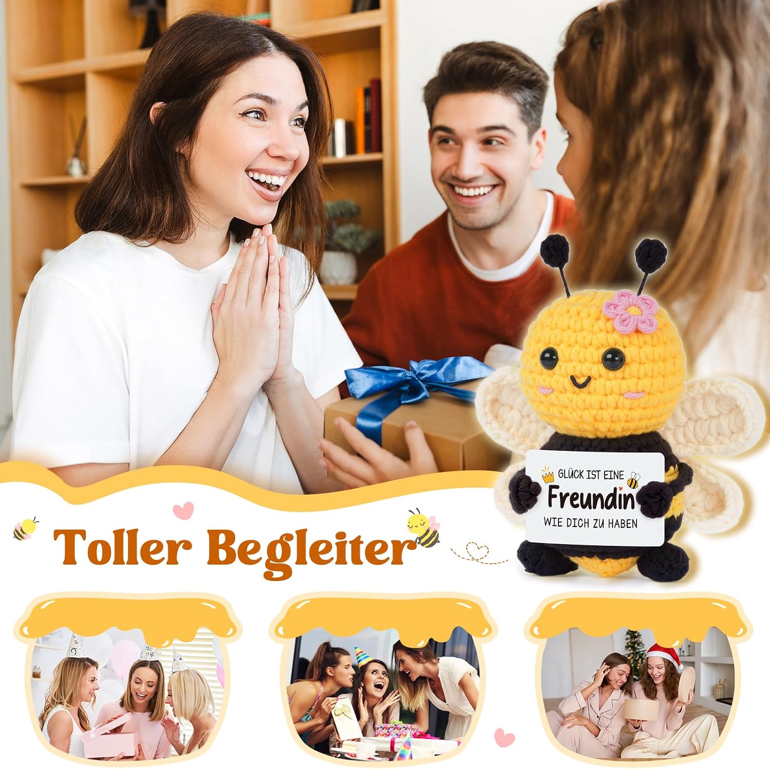 Gleevara Best Friend Gifts - Hand Crocheted Bee Figurine – Bild 6