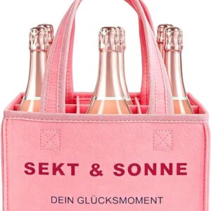 Anicy Christmas Gifts Bottle Bag Felt, Funny Gifts for Men and Women, Birthday Gift for Men and Women, Funny Men’s Gifts Men’s Handbag Beer, Sparkling wine & sun pink, Casual
