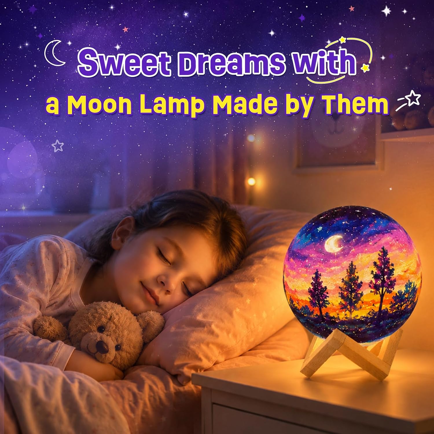 Moon Lamp Craft Set Children Moon Lamp Painting Set Gift Girls 6-12 Years – Bild 6