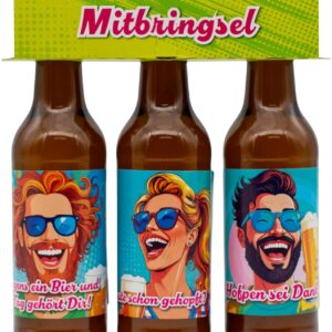 Cannstatter Keller Gift Set Beer Gift Set – 3 x 0.33 L Hand-Brewed Cellar Beer with Funny Saying Labels – Beer Gift for Men & Women – Unfiltered, Naturally Cloudy & Regionally Brewed