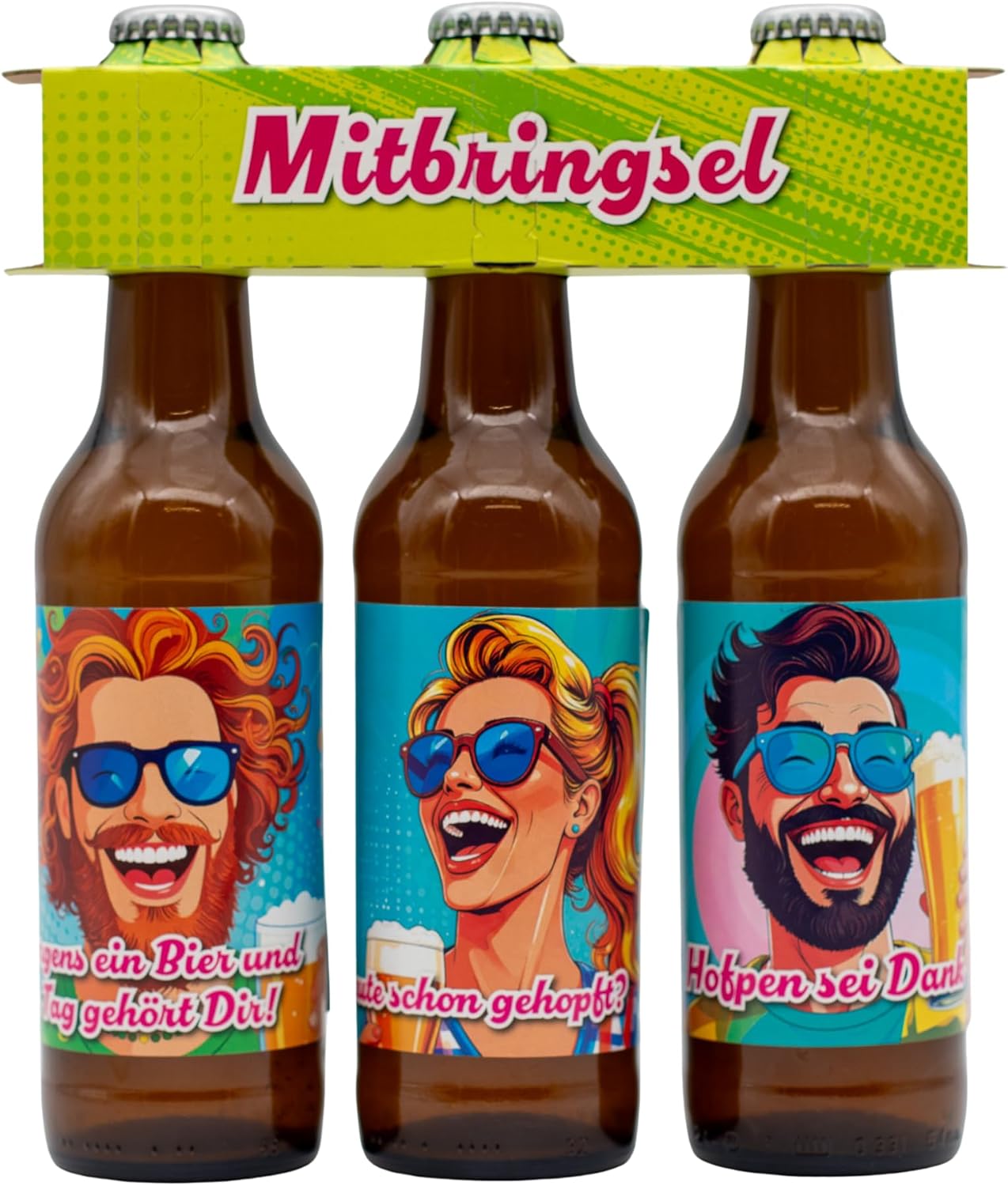 Cannstatter Keller Gift Set Beer Gift Set - 3 x 0.33 L Hand-Brewed Cellar Beer with Funny Saying Labels - Beer Gift for Men & Women - Unfiltered, Naturally Cloudy & Regionally Brewed