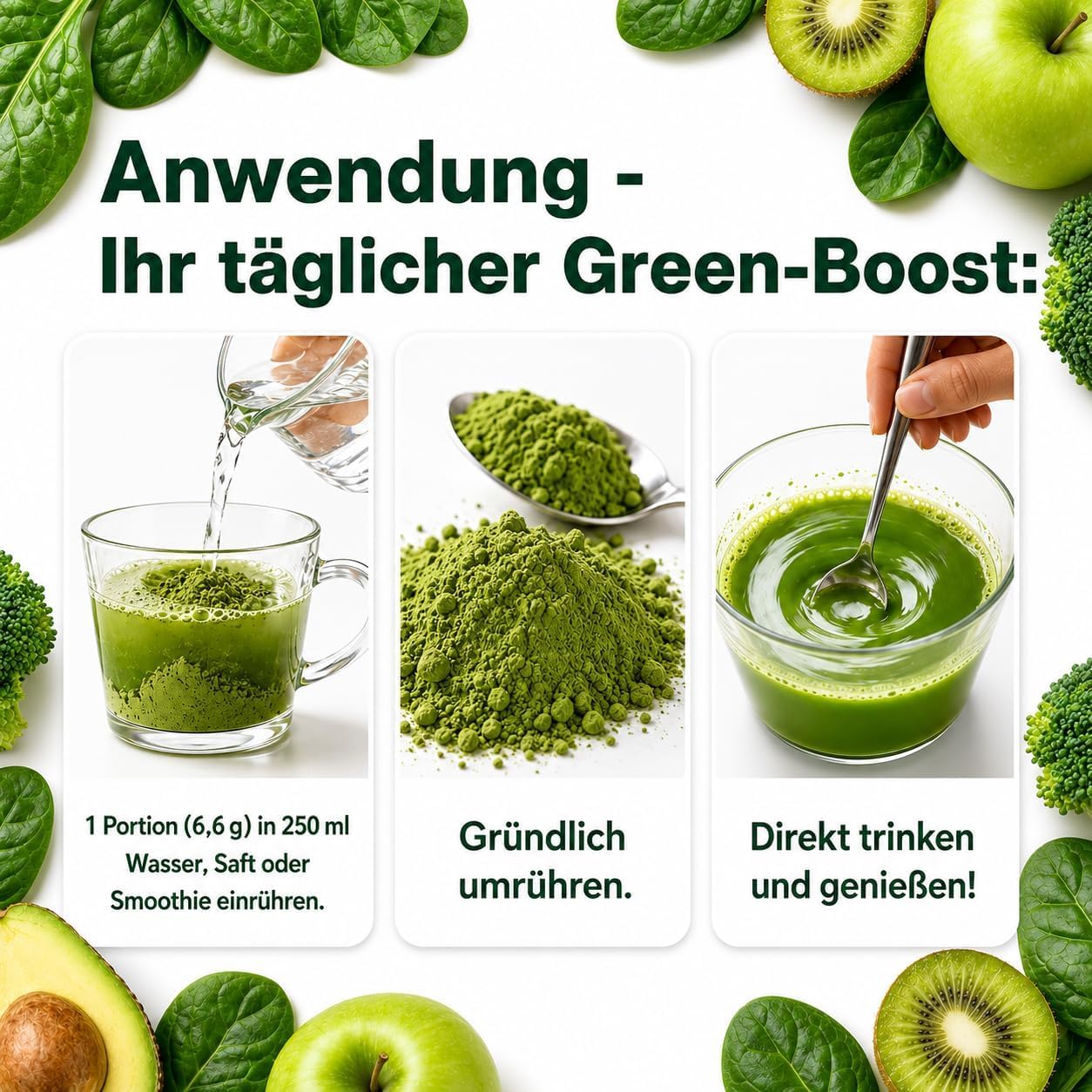 Green Detoxification Powder, 200g Green Superfood Powder Helper - Vegetable Blend with Matcha, Barley Grass, Spirulina & Wild Blueberry | Vegan Digestive & Energy Booster – Bild 6