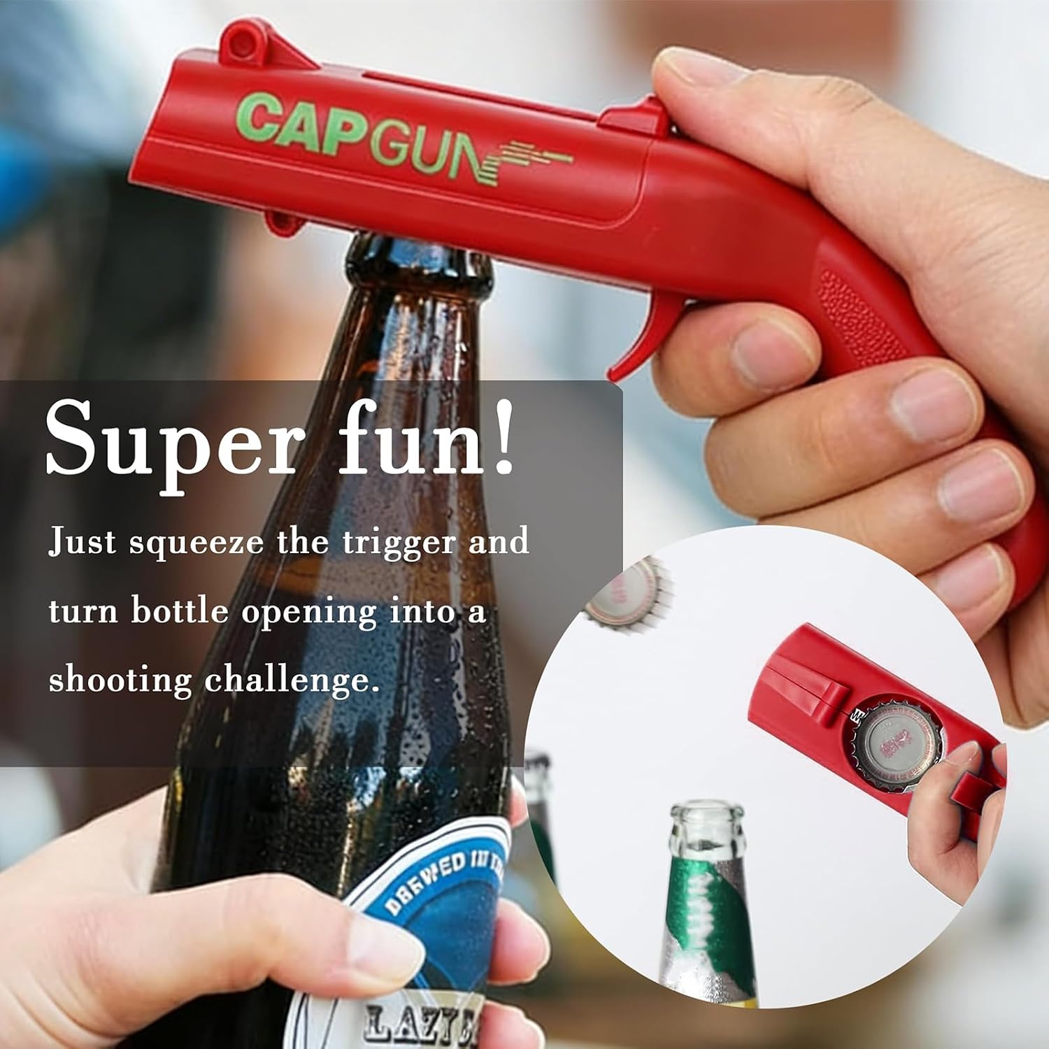 Pack of 2 Cap Gun Bottle Opener Gun, Funny Beer Opener – Bild 6
