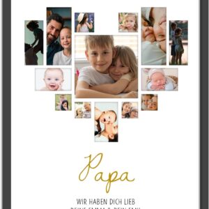 OWLBOOK® Father's Day Gifts for Dad, Father's Day Gift, Personalised Gifts for Dad, Photo Gifts for Dad, Gifts for Father's Day, Heart Mosaic, 14 Photos, Paper