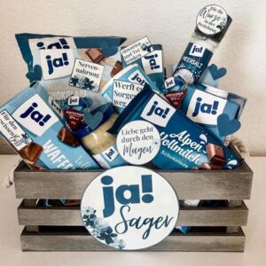 Set of 57 Yes Sager Basket Labels Stickers – Funny Wedding Gift for Bride and Groom DIY – Creative Engagement Gift, DIY Wedding Gift, Gift Basket „Yes“ Wedding Basket, Wedding Decoration Stickers with