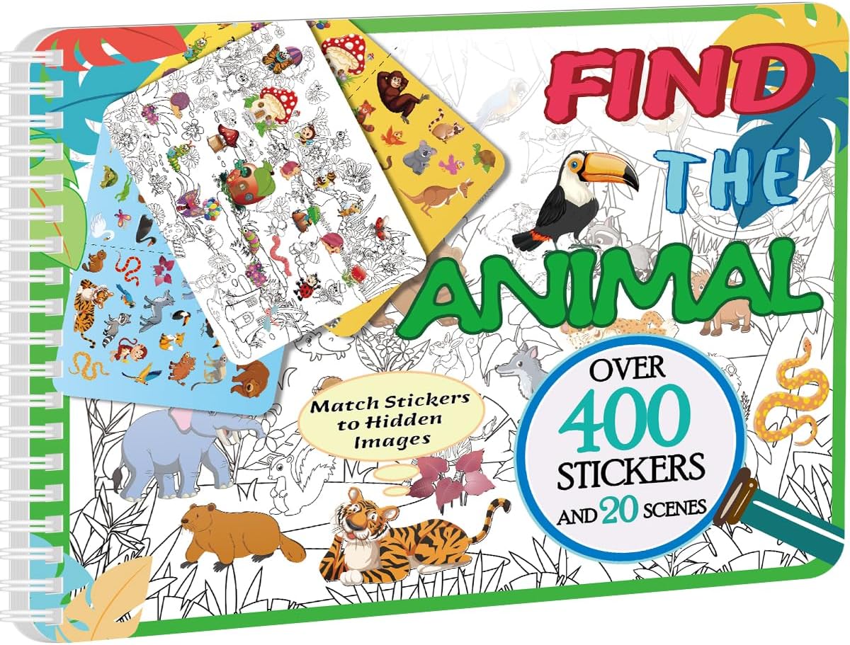 Kalysky Find and Match Animals Sticker Book, Animals Sticker Book from 2-8