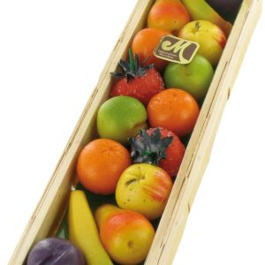 Odenwälder Marzipan Fruit Gift Basket in Spankistchen 225g Contains 15g Fruits Bananas, Strawberries, Pears, Oranges, Mirabelles, Apples, Plums