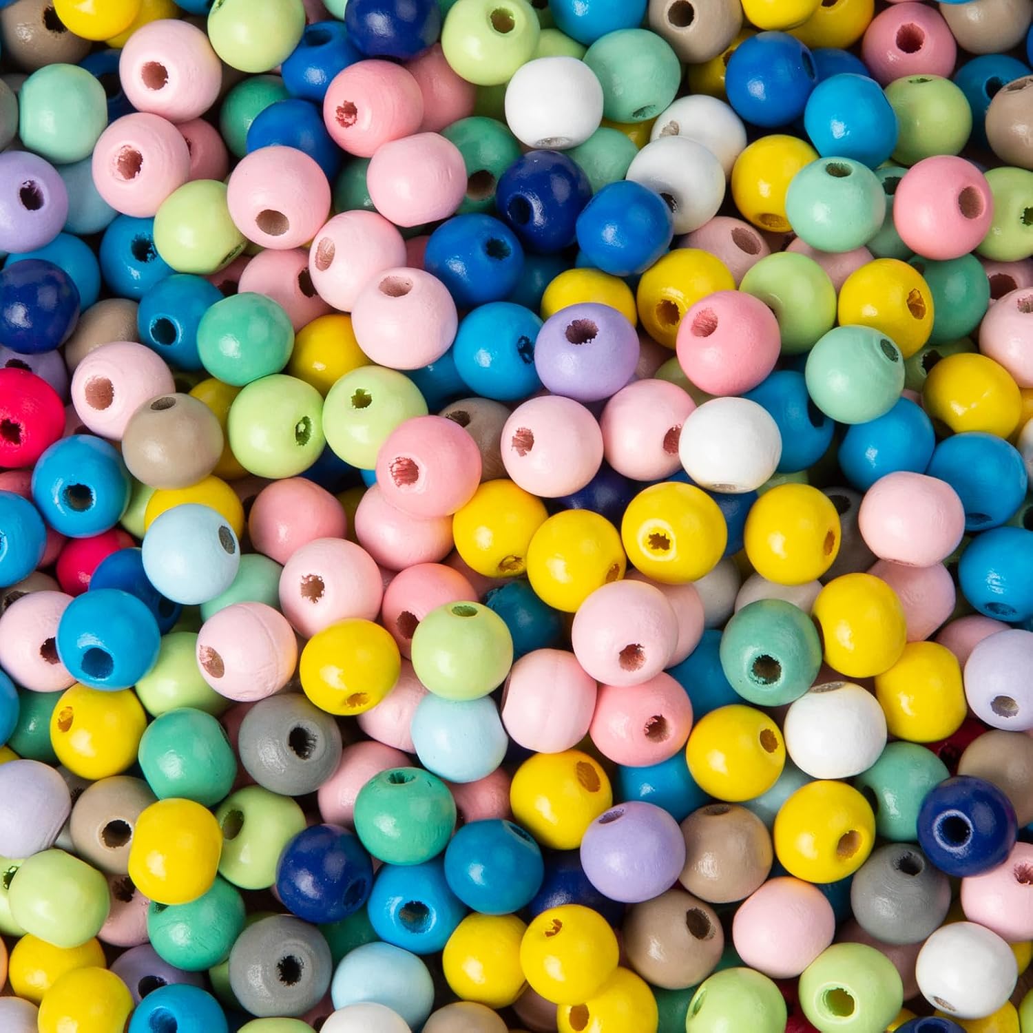 Pack of 600 Colourful Wooden Beads, 10 mm, Colourful Wooden Beads for Threading with Large Hole, Round Craft Beads Made of Wood in 12 Colours for Bracelet, Necklace, Jewellery Crafts and – Bild 2