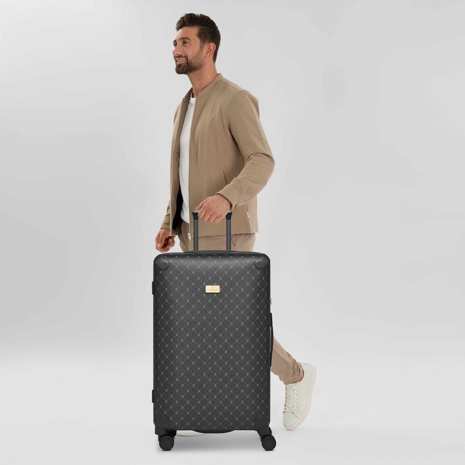 Lazarotti Large Ckeck-in Suitcase XL Trolley 50 x 32 x 79 cm Lightweight Hybrid Material with Logo Print & Corner Protection 4 Double Wheels & TSA Lock for Men and Women (Palermo) – Bild 6