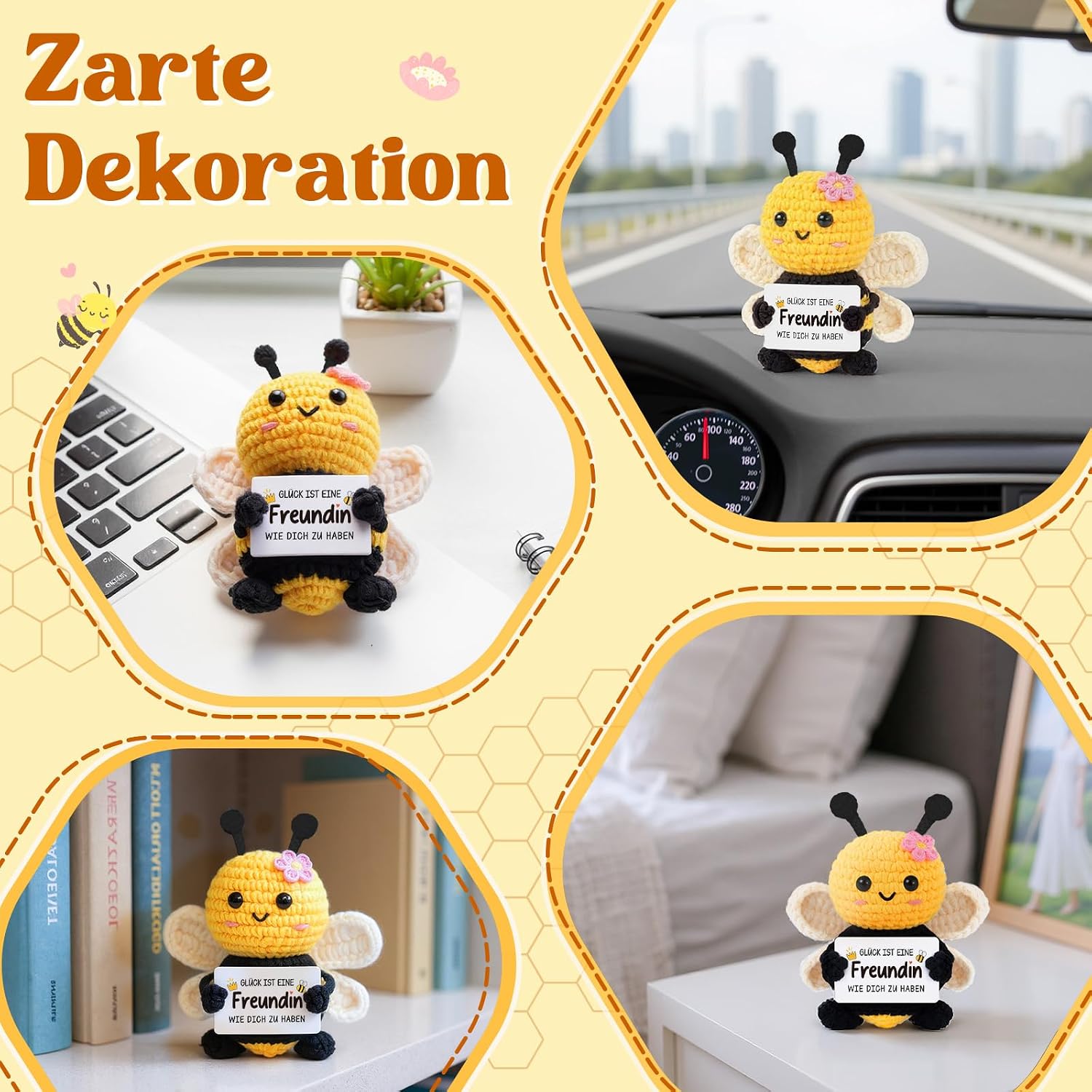 Gleevara Best Friend Gifts - Hand Crocheted Bee Figurine – Bild 7