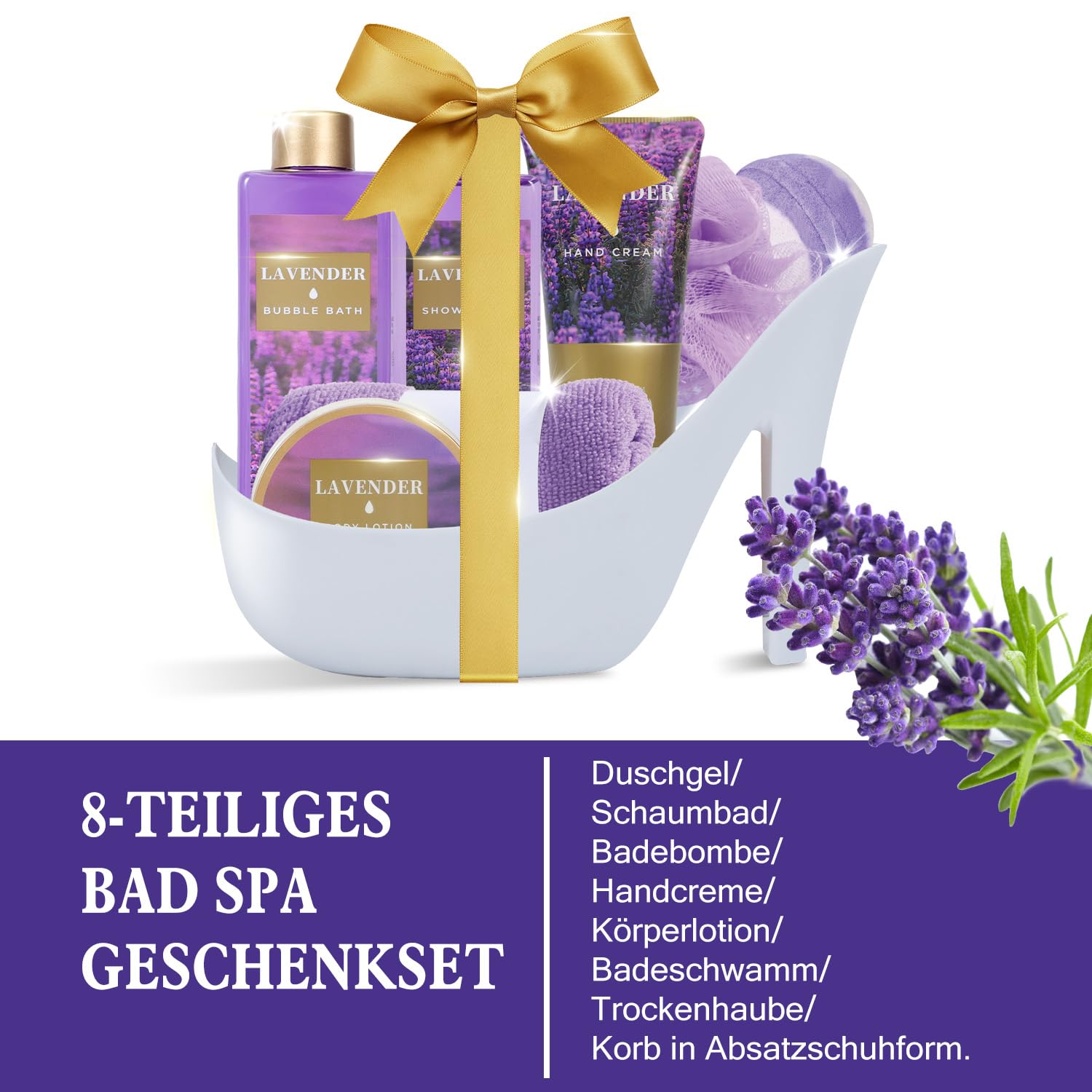 SPA LUXETIQUE Wellness Set 8-Piece – Gifts for Women Lavender Fragrance – Bild 2