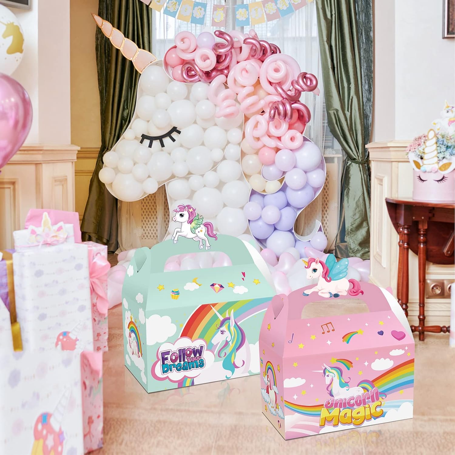 Pack of 12 Unicorn Gift Boxes Party Favour Rainbow Party Treat Theme Sweets Goodies Boxes for Children Birthday Baby Shower – Bild 4