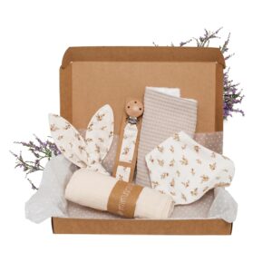 MIMUSELINA Pack Newborn Gift | Baby Gift Girl or Boy | Baby Gifts for Birth & Baby Shower | Gift Box Available in Various Sizes | Sahara, Small