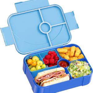 LEIKEEGO Children’s Lunch Box with Compartments Leak-Proof Lunch Box Children for Girls & Boys Lunch Box Children for Nursery & School (Blue)