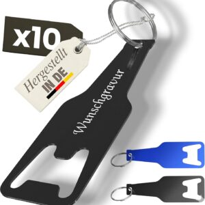 Gravurtastisch Bottle Opener Personalised with Engraving - Beer Opener with Desired Text - Gift for Dad and Men - Father's Day Wedding Guest Gift - Stainless Steel (10, Black)