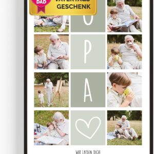 GiveSmiles Grandpa Photo Collage with 8 Photos - Grandchildren with Your