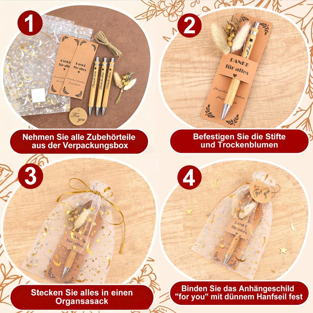 10 Sets Thank You Gifts Small, Thank You Gifts Ballpoint Pen with Engraving Employees Small Christmas Gifts Farewell Gifts for Colleagues Thank You for All the Gift Set – Bild 3