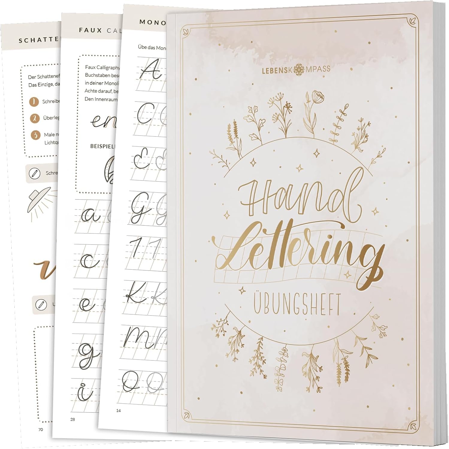 Lebenskompass Handlettering Exercise Book for Beginners - Mindful Calligraphy and Hand Lettering Practice with the Template Book & Exercise Book