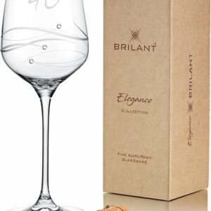 Spiral Wine Glass 40th Birthday Women & Men - Modern Wine Glass with Engraving, Spiral Engraving and Premium Crystals, Elegant Gifts for Men and Women - 1 Piece, 450 ml (40 Years)